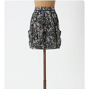 Anthropologie Lilu Silk Inked Marble Mini Skirt
